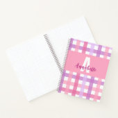 Pink Lila Pastell Monogram Gingham Pattern Notizblock (Innenseite)