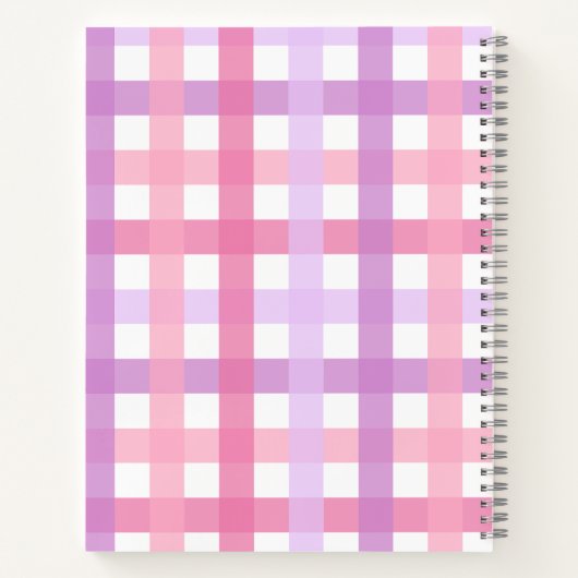 Pink Lila Pastell Monogram Gingham Pattern Notizblock (Rückseite)