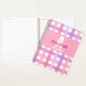 Pink Lila Pastell Monogram Gingham Pattern Planer (Anzeige)