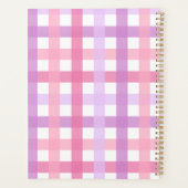 Pink Lila Pastell Monogram Gingham Pattern Planer (Rückseite)