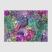 PINK LILA PEACOCK FLORAL COLLAGE DECOUPAGE SEIDENPAPIER (Vorderseite)