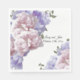 Pink Lila Peonies Hochzeitspapier Napkins Serviette