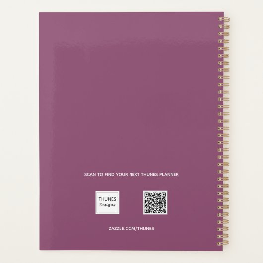 Pink, lila Pflaumenmonogramm, Name 2026 Planer (Rückseite)