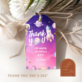 Pink Lila Planet Space Girl's Birthday Gift Tags Geschenkanhänger