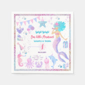 Pink Lila Pool Party 1. Girls Meerjungfrau Geburts Serviette (Vorderseite)