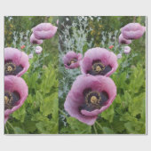 Pink Lila Poppies florale Blume Packpapier (Flach)