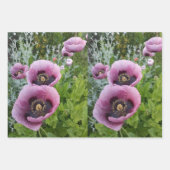 Pink Lila Poppies Mauve Lila Blume Geschenk Geschenkpapier Set (Vorderseite)