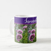 Pink Lila Poppy Blume Pappies Blumenstrauß Kaffeetasse (Vorderseite Links)