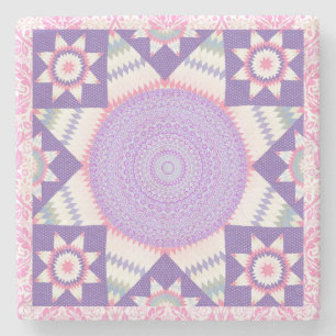 Pink-Lila-Quiltblock-Muster-Kunst-Unterlage Steinuntersetzer