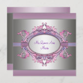 Pink Lila Quinceanera Einladung (Vorne/Hinten)