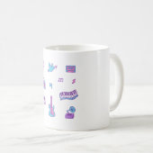 Pink Lila Retro Music Icons Doodle Pattern Kaffeetasse (VorderseiteRechts)