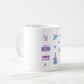 Pink Lila Retro Music Icons Doodle Pattern Kaffeetasse (Vorderseite Links)
