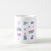 Pink Lila Retro Music Icons Doodle Pattern Kaffeetasse (Mittel)