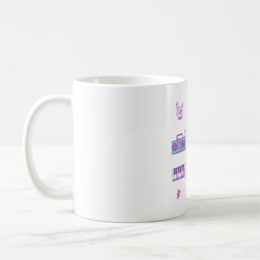 Pink Lila Retro Music Icons Doodle Pattern Kaffeetasse (Links)