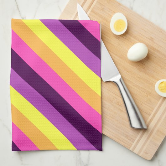 Pink Lila Retro Streifen Küchentuch (Viertel Falte)