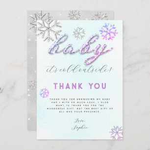 Pink Lila Rhinestones Babydusche Danke Einladung