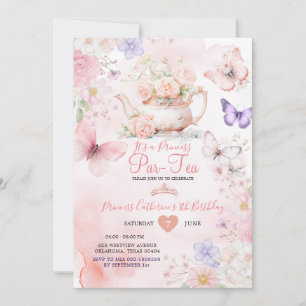 Pink Lila Schmetterling Prinzessin ParTea Geburtst Einladung