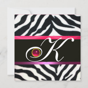 PINK LILA SCHWARZ-WEISS ZEBRA FUR MONOGRAM, ruby Einladung