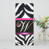 PINK, LILA SCHWARZ-WEISSE ZEBRA FUR MONOGRAM fuchs Einladung (Stehend Vorderseite)
