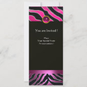 PINK, LILA SCHWARZ-WEISSE ZEBRA FUR MONOGRAM fuchs Einladung (Rückseite)