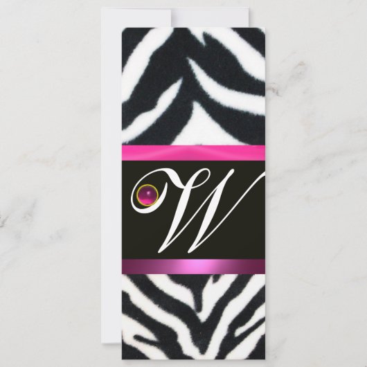 PINK, LILA SCHWARZ-WEISSE ZEBRA FUR MONOGRAM fuchs Einladung (Vorderseite)