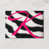 PINK, LILA SCHWARZ-WEISSE ZEBRA FUR MONOGRAM fuchs Visitenkarte (Rückseite)
