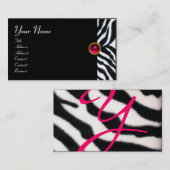 PINK, LILA SCHWARZ-WEISSE ZEBRA FUR MONOGRAM fuchs Visitenkarte (Vorne/Hinten)