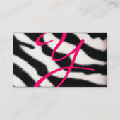 PINK, LILA SCHWARZ-WEISSE ZEBRA FUR MONOGRAM fuchs Visitenkarte (Rückseite)