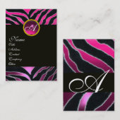 PINK, LILA SCHWARZ-WEISSES ZEBRA-FUR-MONOGRAMM VISITENKARTE (Vorne/Hinten)