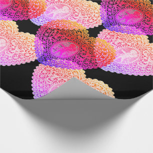 PINK LILA SCHWARZER SCHWARZER SCHWARZER LACE HERZE GESCHENKPAPIER