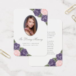 Pink Lila Silver Memorial Beerdigungskarte