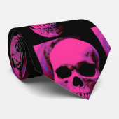 Pink Lila Skull Neck Tie Krawatte (Gerollt)