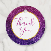 Pink & Lila Sparkle Glitzer Edelsteine Danke Geschenkanhänger (Vorderseite)