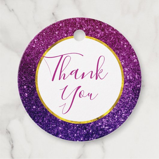 Pink & Lila Sparkle Glitzer Edelsteine Danke Geschenkanhänger (Vorderseite)
