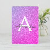 Pink Lila Sparkle Glitzer Giro Birthday Party Einladung (Stehend Vorderseite)