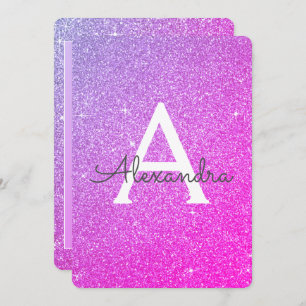 Pink Lila Sparkle Glitzer Giro Birthday Party Einladung
