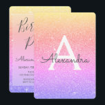 Pink Lila Sparkle Glitzer Giro Birthday Party Einladung<br><div class="desc">Gold,  Rosa und Lila Rainbow Pastel Ombre Sparkle Glitzer Girly Birthday Party Monogram Name and Initial Birthday Party Einladung. Diese Einladung ist ideal für das Pink und Lila Sparkle Glitzer Girly Party,  das in Luxus feiern möchte.</div>