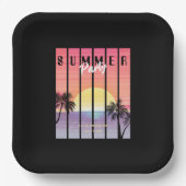 Pink-Lila-Synthwave-Sommerparty Pappteller (Vorderseite)