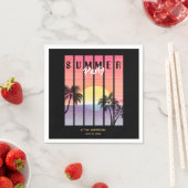Pink-Lila-Synthwave-Sommerparty Serviette (Beispiel)
