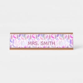 Pink Lila Teacher Educator Beruflich Monogram Schreibtischnamensplakette