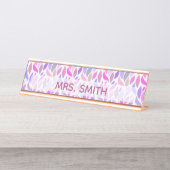 Pink Lila Teacher Educator Beruflich Monogram Schreibtischnamensplakette (Vorderseite )