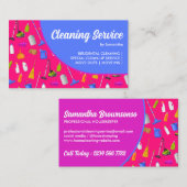 Pink Lila Tone Modernes Haus Reinigungsservice Visitenkarte (Vorne/Hinten)