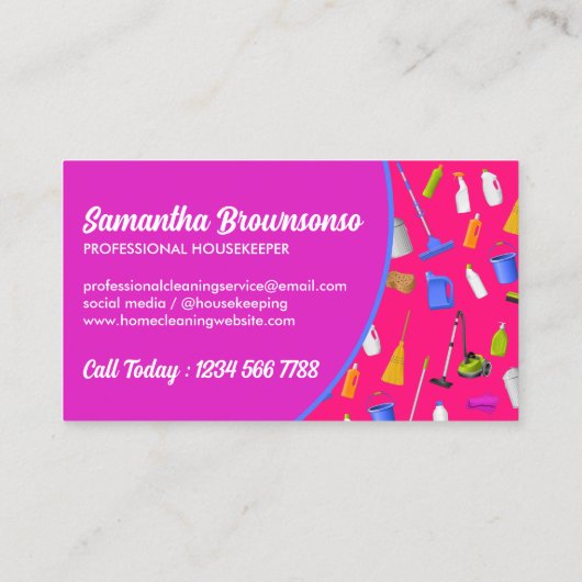 Pink Lila Tone Modernes Haus Reinigungsservice Visitenkarte (Rückseite)
