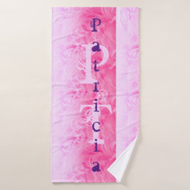 Pink Lila Trendy Stylish Modern Name Monogram Badehandtuch