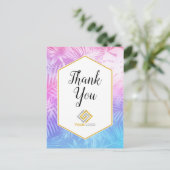 Pink Lila Tropical Danke Logos Business Postkarte (Stehend Vorderseite)