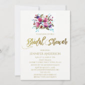 Pink Lila Tulip Floral Bouquet Brautparty Einladung (Vorderseite)