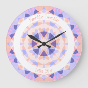 Pink Lila Twinkle Little Star Baby Girl Kinderzimm Große Wanduhr