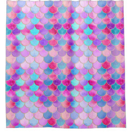 Pink, Lila und Aqua Mermaid-Muster Duschvorhang