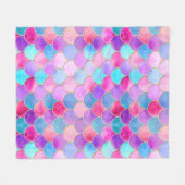 Pink, Lila und Aqua Mermaid-Muster Fleecedecke (Vorderseite (Horizontal))