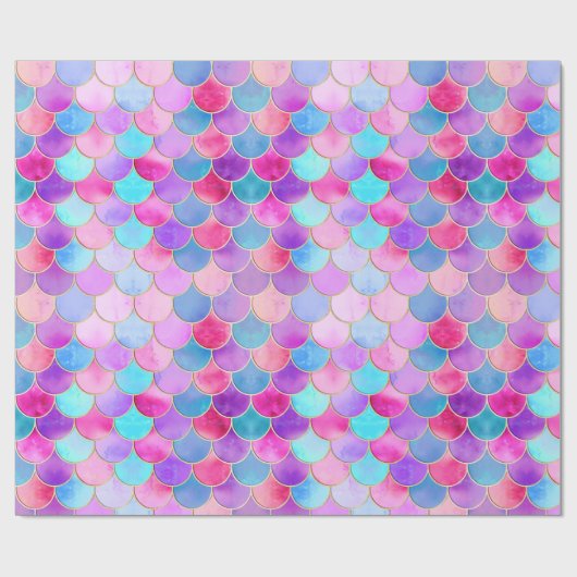 Pink, Lila und Aqua Mermaid-Muster Geschenkpapier (Flach)